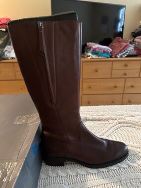 Ecco Women's Tall Leather Riding Boots in Dark Brown